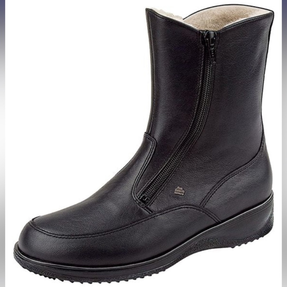 Finn Comfort Minsk Women's Black Leather Winter Zip Boots